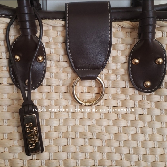 **SOLD** Chaps Straw Handbag EUC - Picture 2 of 11